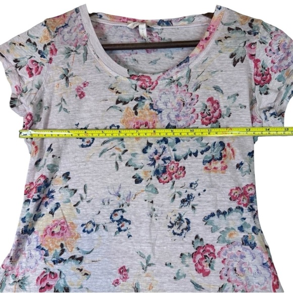 Rebecca Taylor T-shirt Linen Floral Cap Sleeves Pink Tee 100% Linen XS - Picture 11 of 12